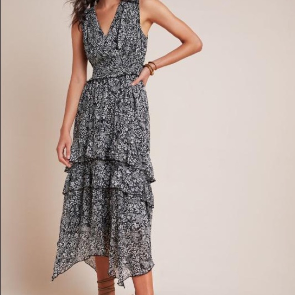 Anthropologie Marcella Tiered Midi dress
